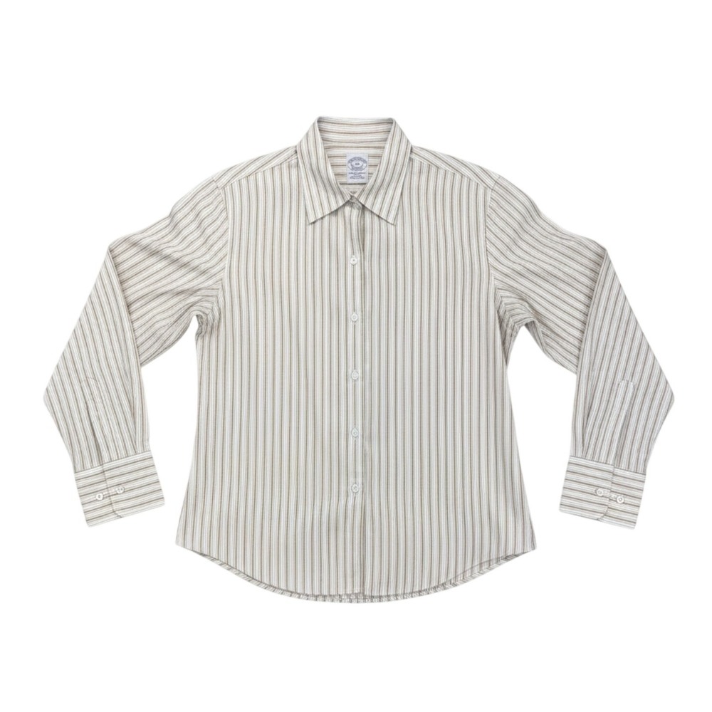 Brooks Brothers Womens Button Up Shirt Size 12 Petite 12P Non Iron Career Work